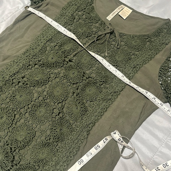 Simply Irresistible Womens Large Crocheted Overlay Green Lace Blouse St Patricks - Picture 7 of 8